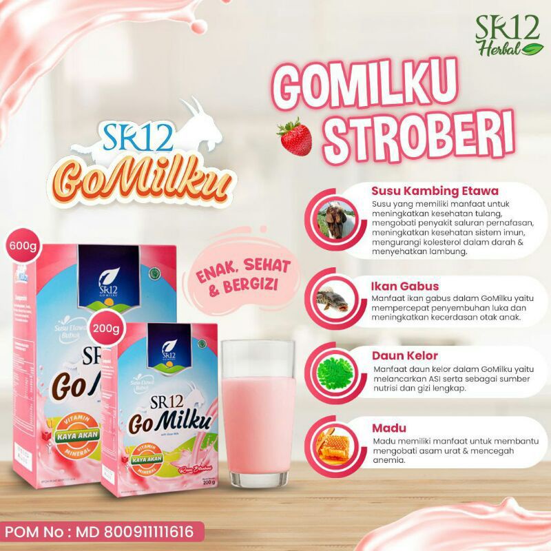 

Go-Milku Strawberry SR12 Susu kambing tanpa prengus tanpa amis BPOM Halal Aman Anak anak kambing etawa susu sehat dewasa manula pria busui bumil remaja