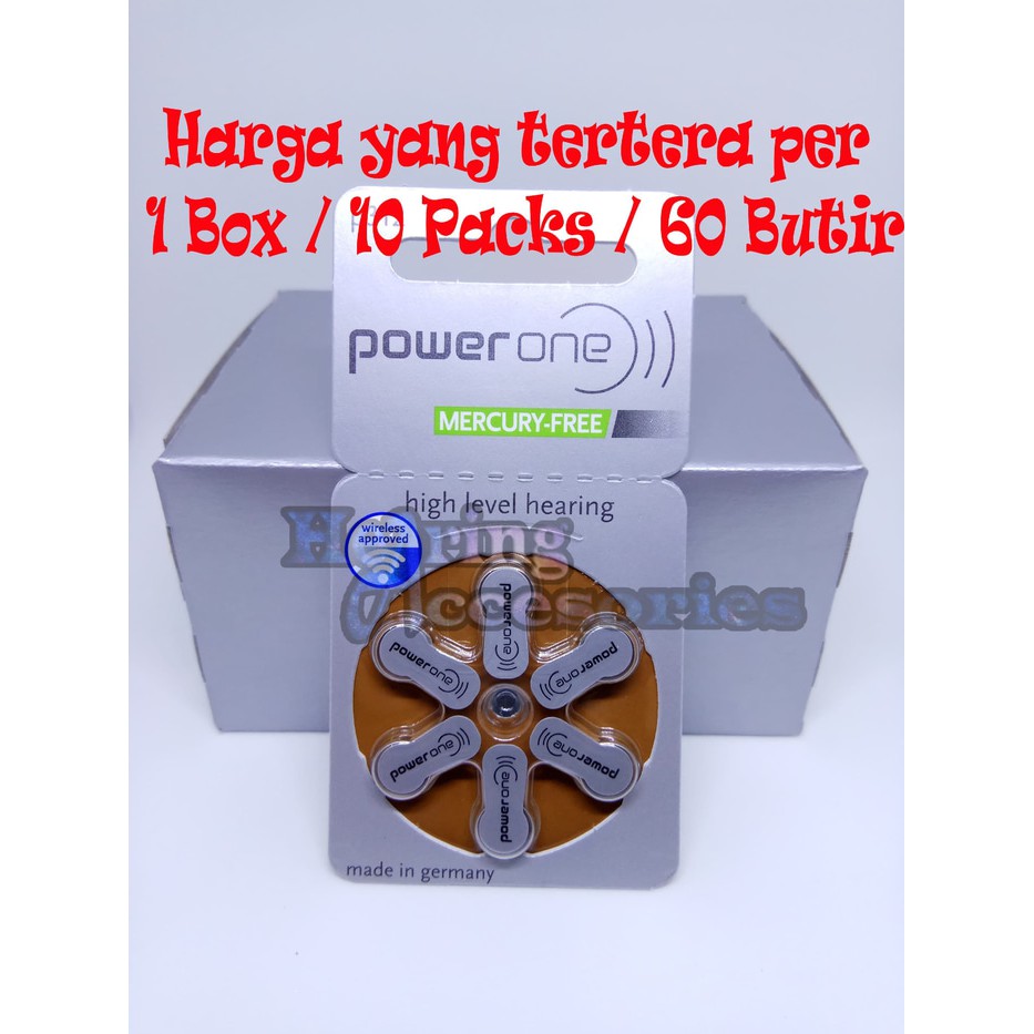 Baterai Alat Bantu Dengar PowerOne All Size Hearing Aid Battery Mercury-Free