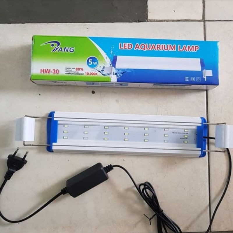 Lampu LED Aquarium 30cm - 45cm YANG HW 30 Aquascape 3 warna putih biru