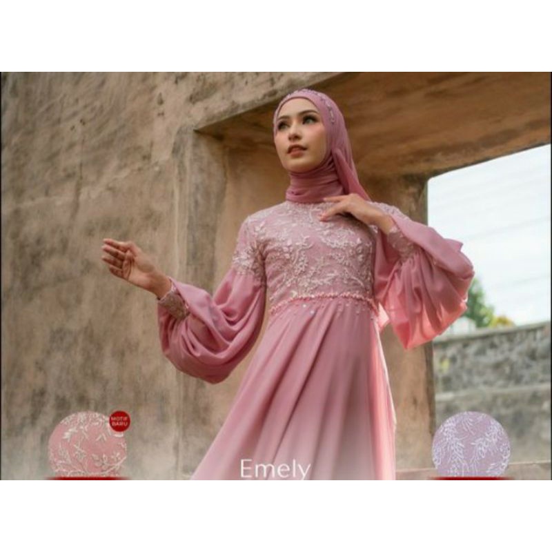 gaun pesta muslimah - gaun kondangan - gaun lamaran - emely dress