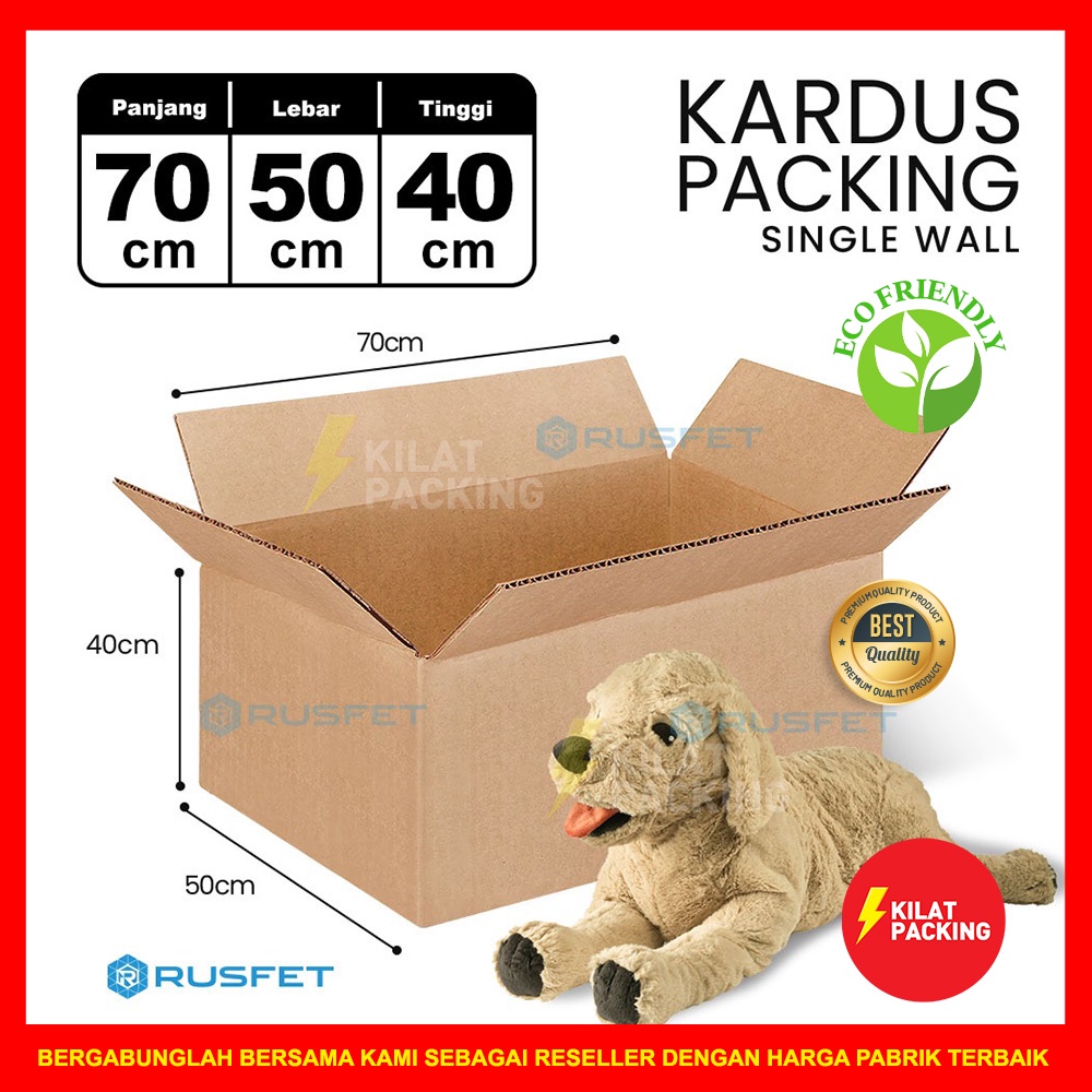 

KARDUS PACKING RUSFET / DUS KARTON BOX PACKING / BOX KARDUS BARU COKLAT POLOS SATUAN - 70 X 50 X 40