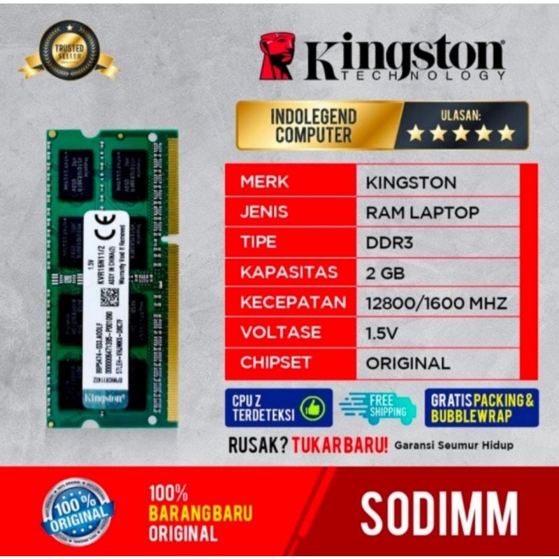 RAM KINGSTON SODIM DDR3 2GB PC12800