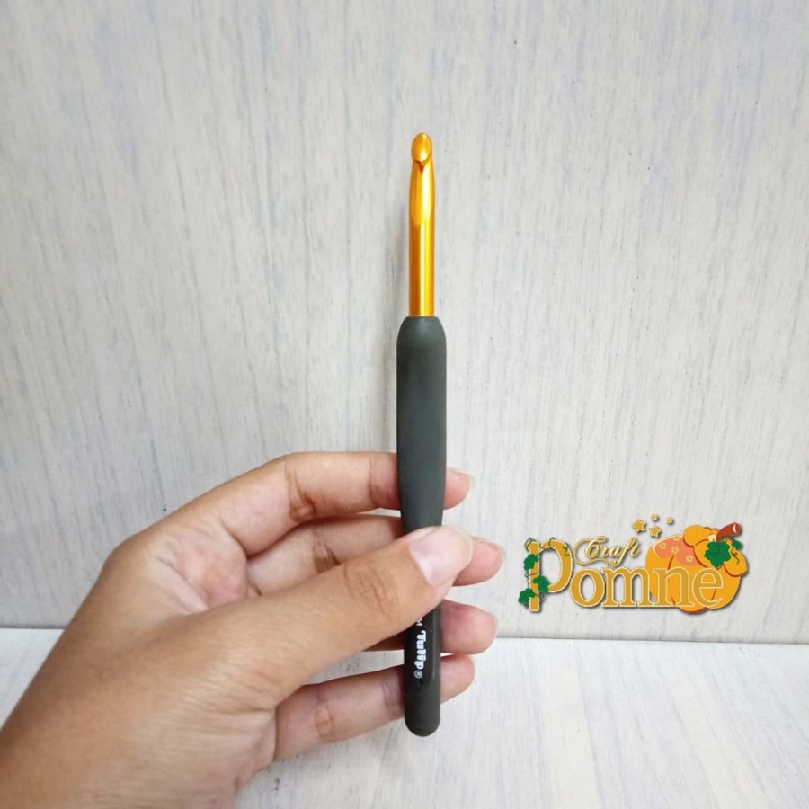 TULIP ETIMO GREY GOLD (satuan) PREMIUM CROCHET HOOK MADE IN JAPAN / Jarum Rajut Hakpen Tulip Etimo Abu / Crochet Hook Tulip Grey