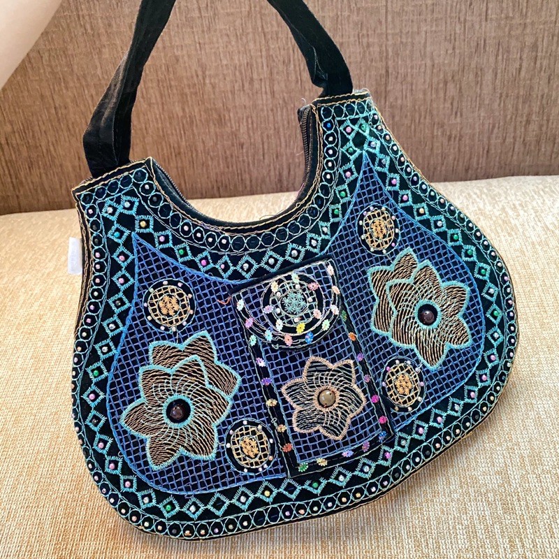 PAKISTAN IMPOR SHOULDER BAG BLUE (TAS WANITA UNIK BIRU)