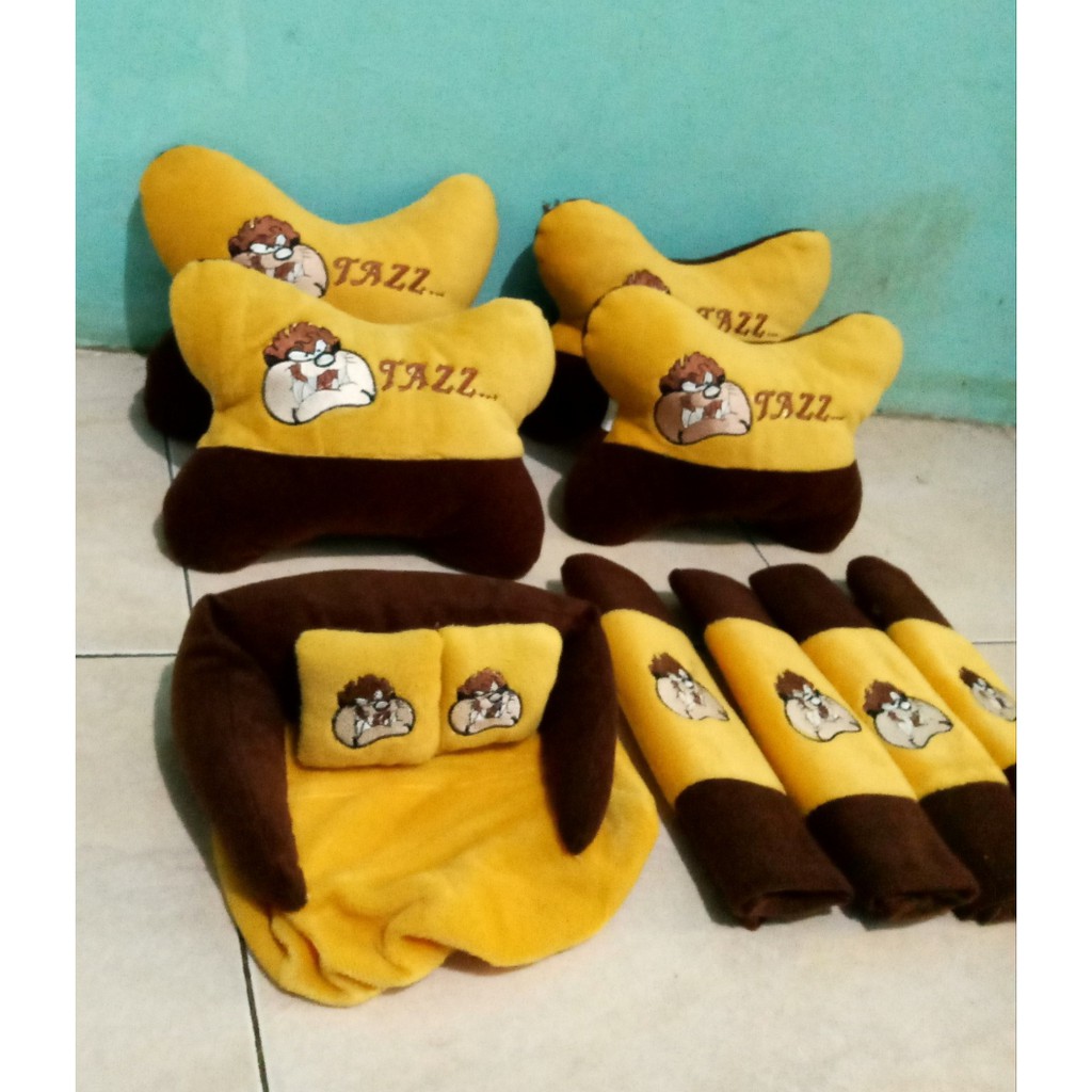 Bantal Mobil TAZZMANIA Cream Bantal Isi 4 Sandaran Leher Kepala Tazzmania Cream