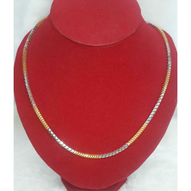 KL9K203K kalung emas model milano emas putih asli new berat 9.850 panjang 44.9cm kadar 70% 16k ubs