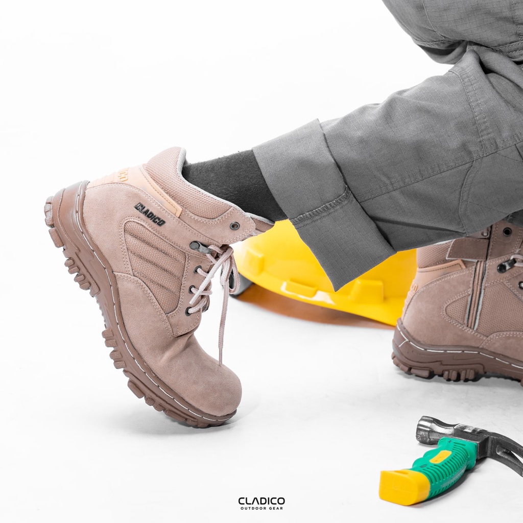 CLADICO Sepatu Safety Boots Pendek Arka Original Low Cut Dengan Zipper Resleting dan Tali  Sefty Shoes Kerja Lapangan Proyek Outdoor Berkendara