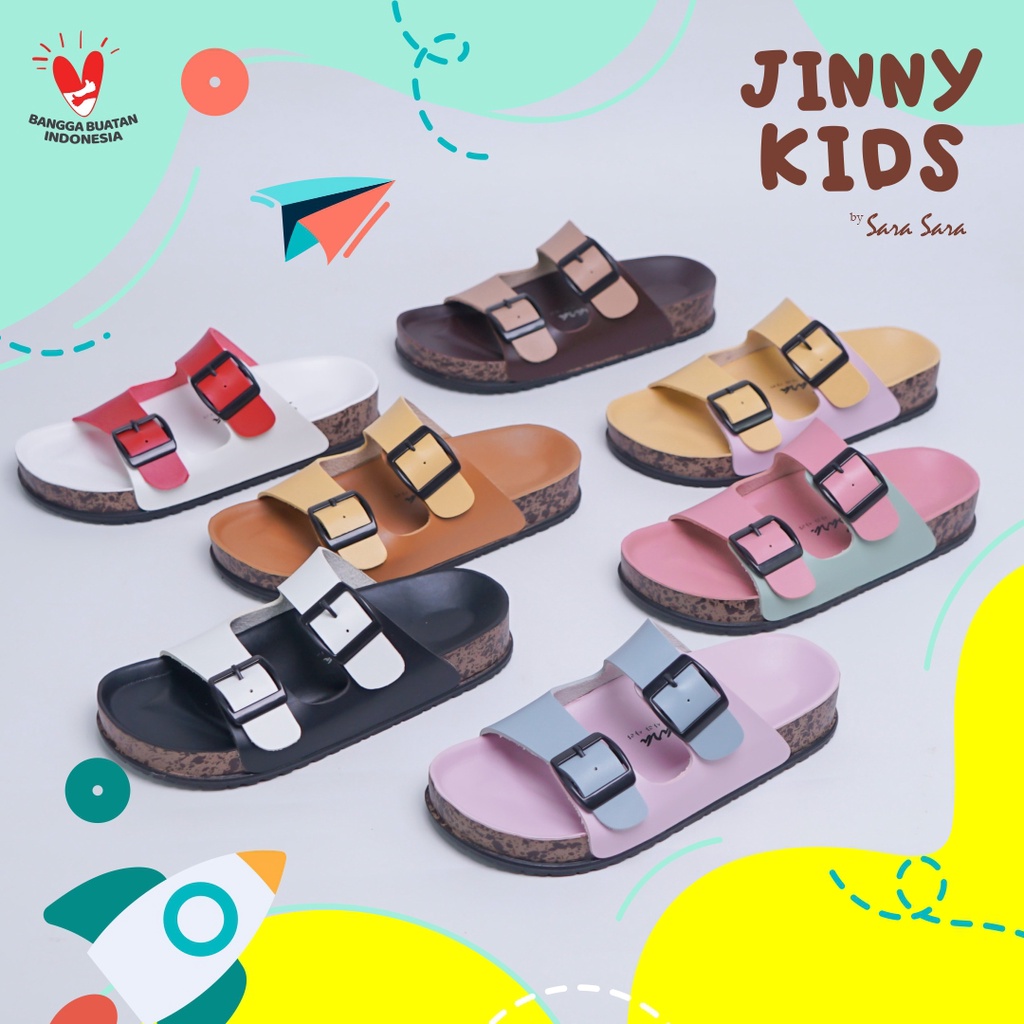 Sara Sara JINNY TANGGUNG Sandal anak wanita casual sendal slop anak perempuan model birken ban dua