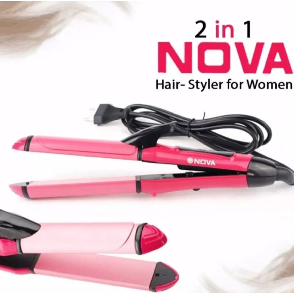 Hair Beauty Set 2in1 Keriting + Pelurus Nova NHC 200 / Curly Rambut Serbaguna Hair Styling Termurah Bagus/ Catokan Mini Pelurus Rambut Profesional Salon Smoothing / Nova Catokan 2IN1 Pelurus dan Pengeriting Rambut