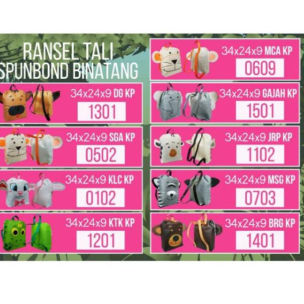 

ㅯ Tas ransel spunbond animals uk (34×24×09) び