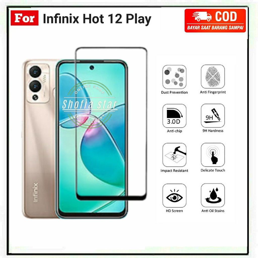 TEMPERED GLASS BLUE LIGHT INFINIX HOT 12 PLAY 12 PLAY NFC 12 12I TG LAYAR ANTI RADIASI KACA FULL COVER