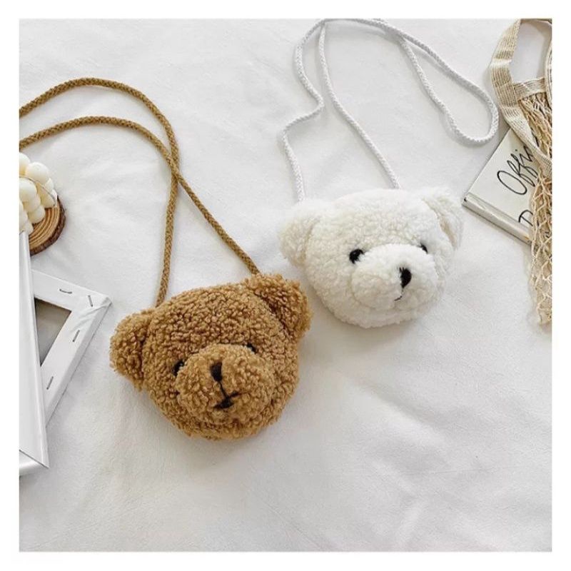 Grosir Tas Selempang Boneka Mini/ Tas Wanita Teddy Bear Mini/ Selempang Bulu