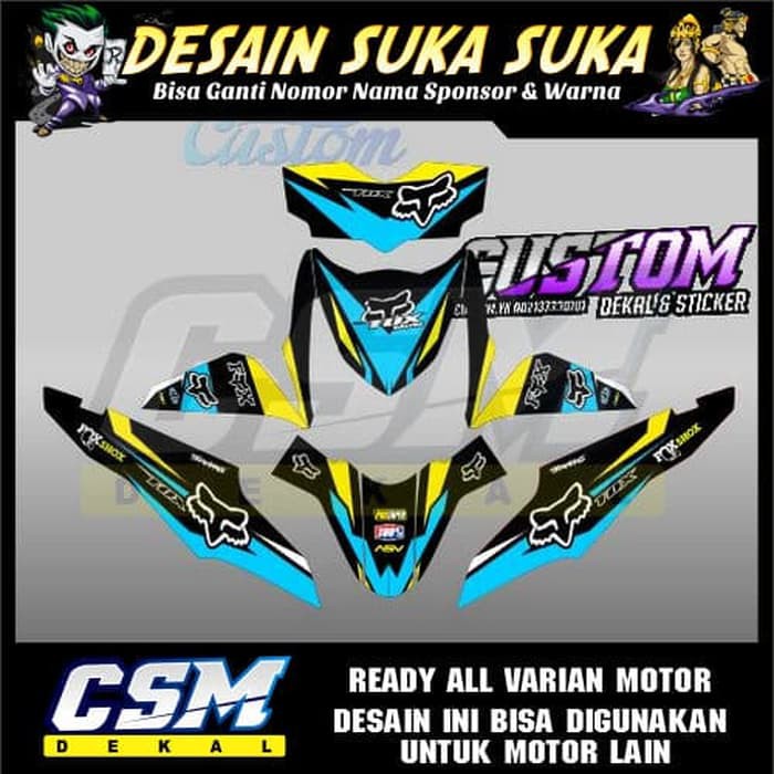 352 Dekal Decal Motor Beat Fi Stiker Sticker Striping Body Fox