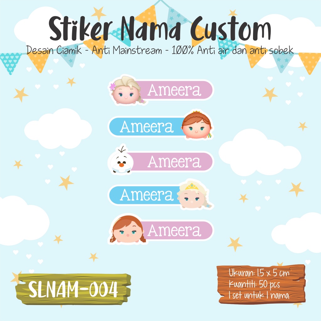 

sticker label nama anak kartun superhiro muslimah burung hantu cute SLNAM 004