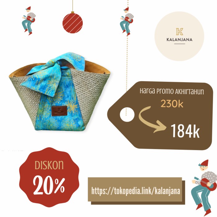 

✨ BISA COD ✨ PROMO Bucket Bag Tas Anyaman Pandan kombinasi Batik