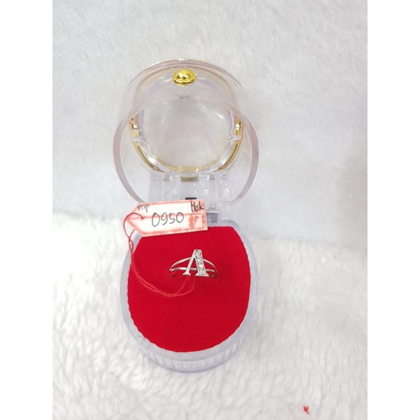 CA258G256G cincin anak inisial nama huruf A permata emas putih asli white gold diameter1.3 kadar 70%
