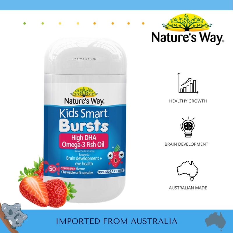 NATURE’S WAY KIDS SMART HIGH DHA OMEGA-3 FISH OIL 50 CAPSULES, MINYAK IKAN UNTUK OTAK ANAK