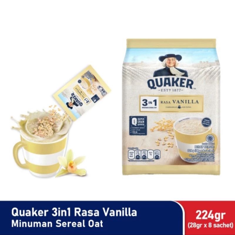 

Quaker 3in1 Vanilla 8 Sachet - Minuman Sereal Oats