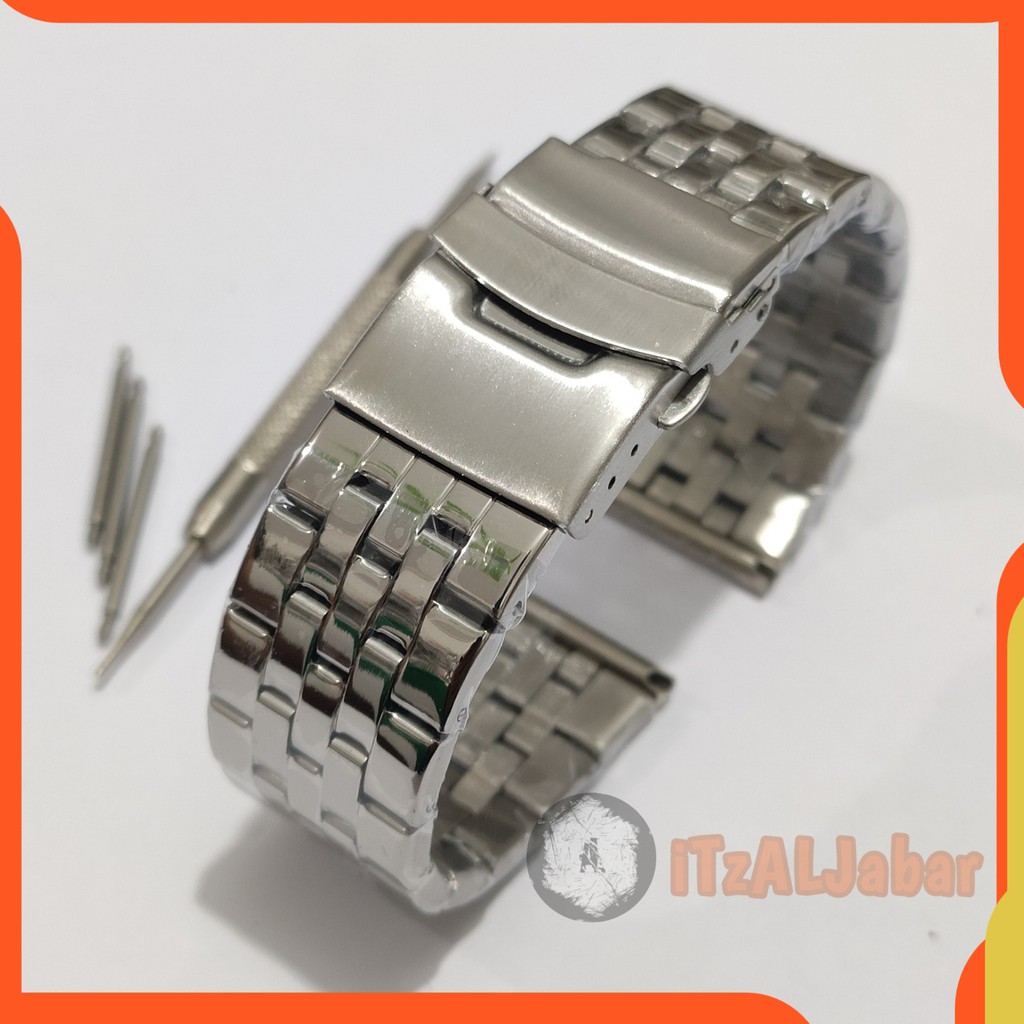 Tali jam tangan Rantai lurus 22mm Stainless steel strap Silver B807