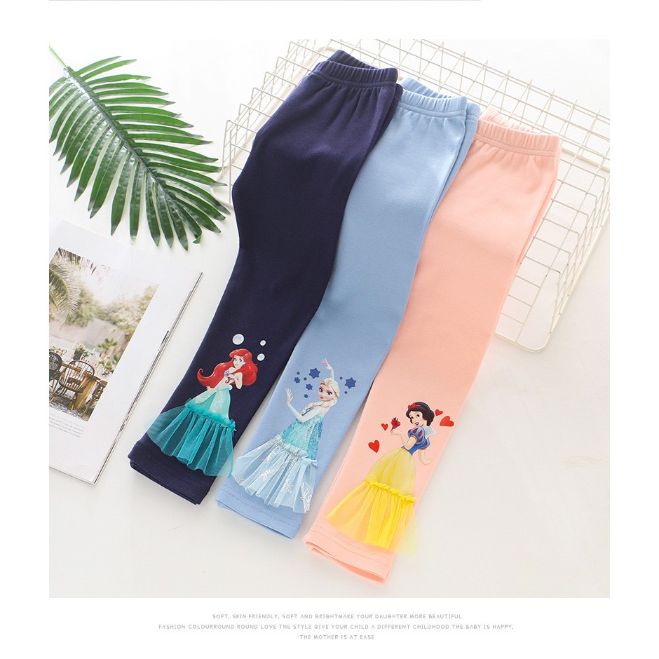 Legging Anak Import motif 3D Princess Frozen/Mermaid/Snow White/Sofia