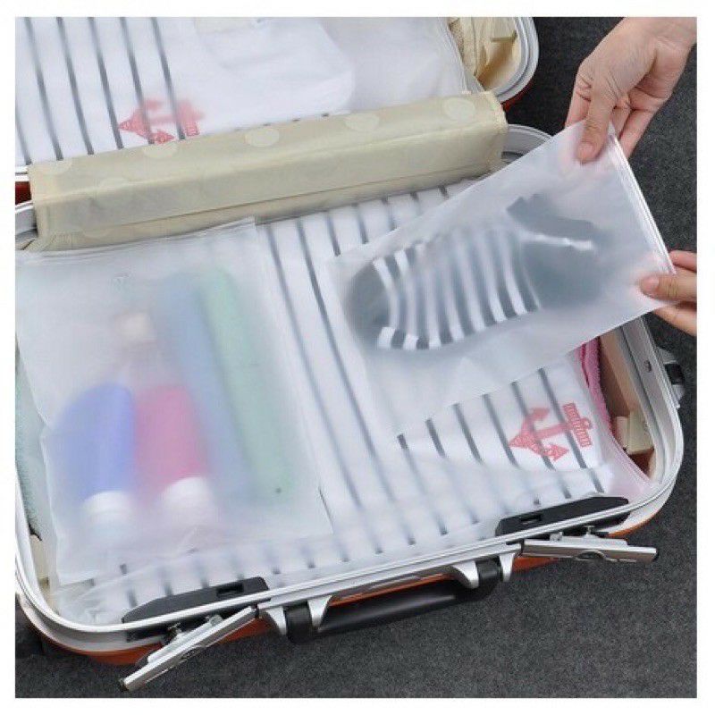 TRAVEL POUCH ORGANIZER MATTE DOFF POLOS ZIPPER - KANTONG ZIP LOCK BAJU / MAKE UP KOSMETIK SATUAN