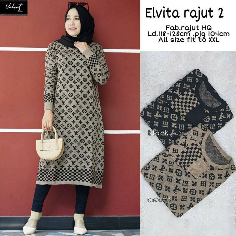 Elvita Rajut #2, TUNIK RAJUT CANTIK MODIS FIT XXXL LD 118-132 BAHAN RAJUT PREMIUM TERMURAH OOTD KEKINIAN