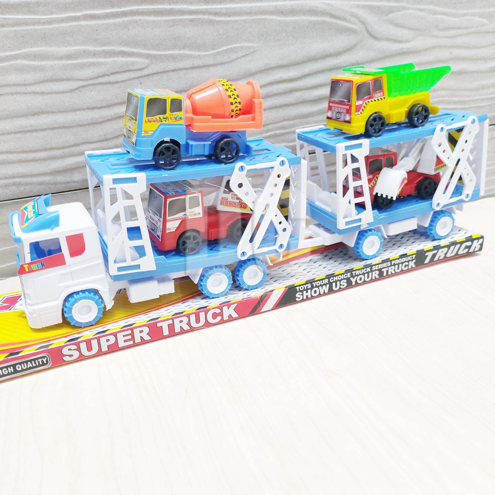 Super Construction Truck 2115 Mainan Truk Trailer Konstruksi Molen Excavator