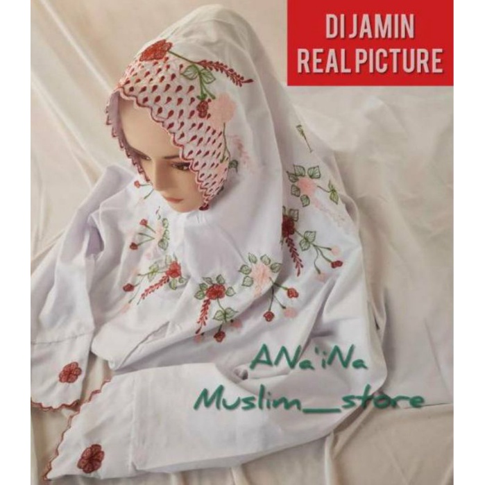 MUKENA LAJURAN PUTIH MUKENA DEWASA HALUS MUKENA TERUSAN ADEM MASA KINI