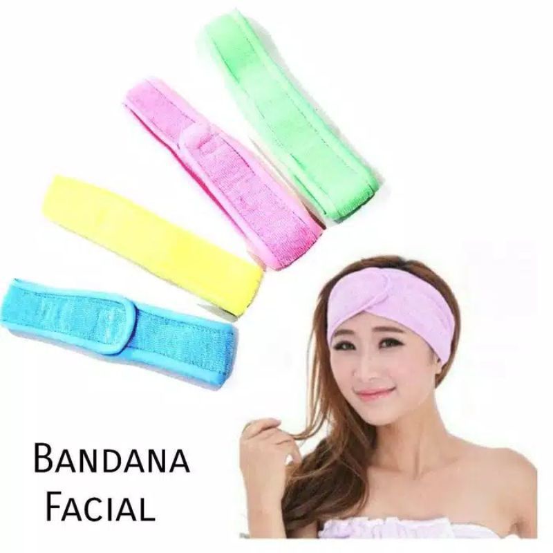 Bandana Facial / Bandana Mandi  Warna Rainbow ( Pink , Hijau , Kuning , Biru )