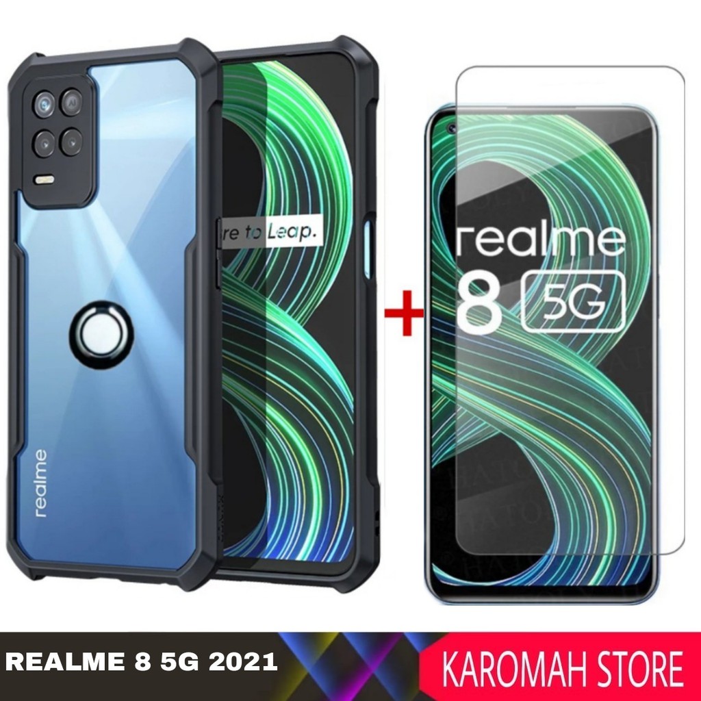 Case Realme 8 5G Shocprof Tpu Tranparan Cincin Rinkg+Tg Bening