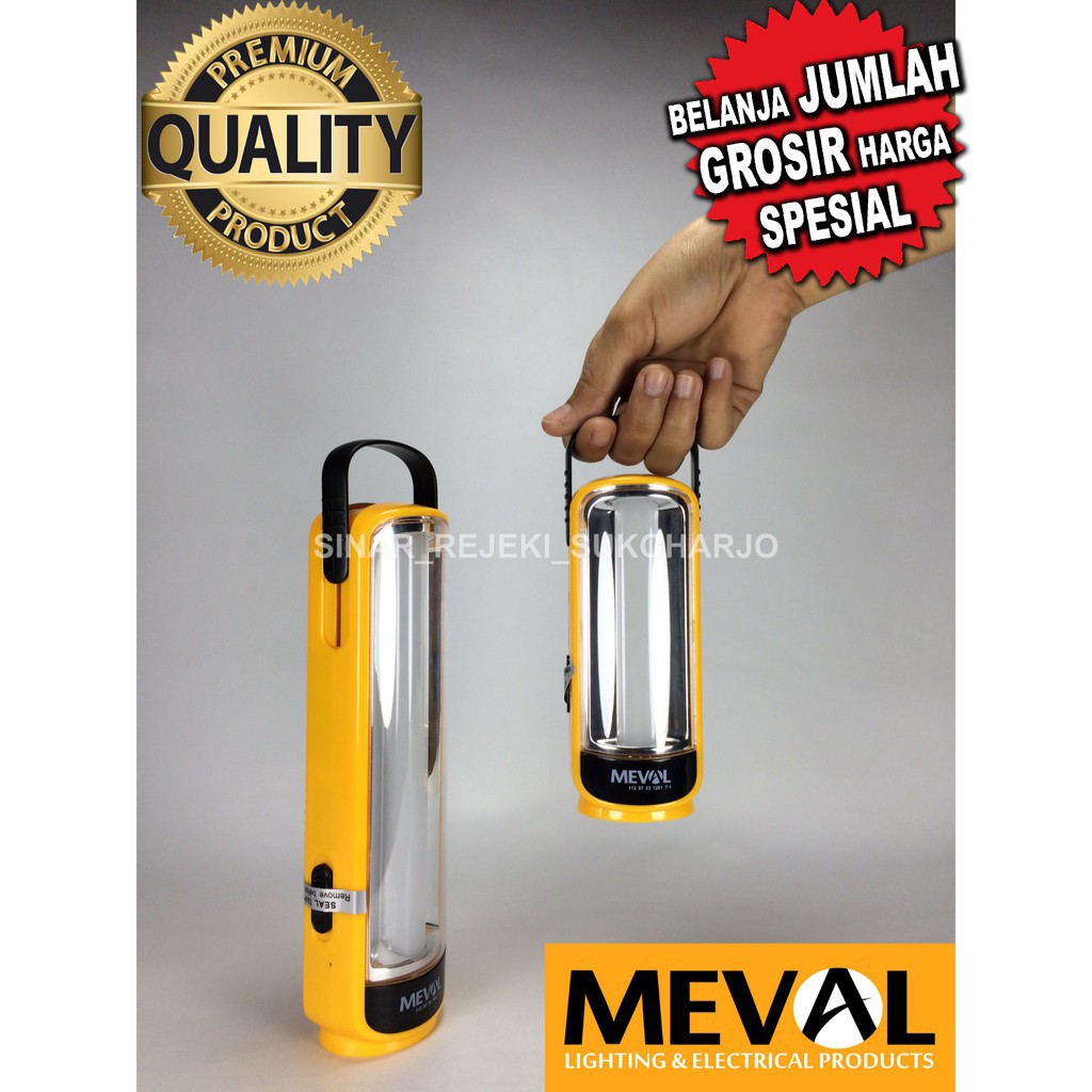 MEVAL 12 BRIGHT LED EMERGENCY LAMP + SENTER Cas Charge Baterai Isi Ulang - PUTIH