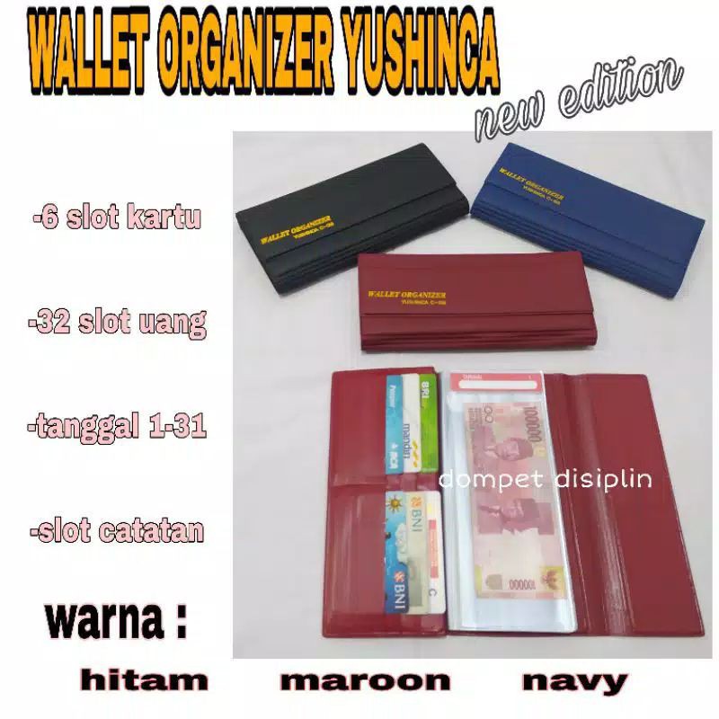 Ready Dompet cheque wallet organizer/disiplin anggaran keuangan bulanan tanggal cek