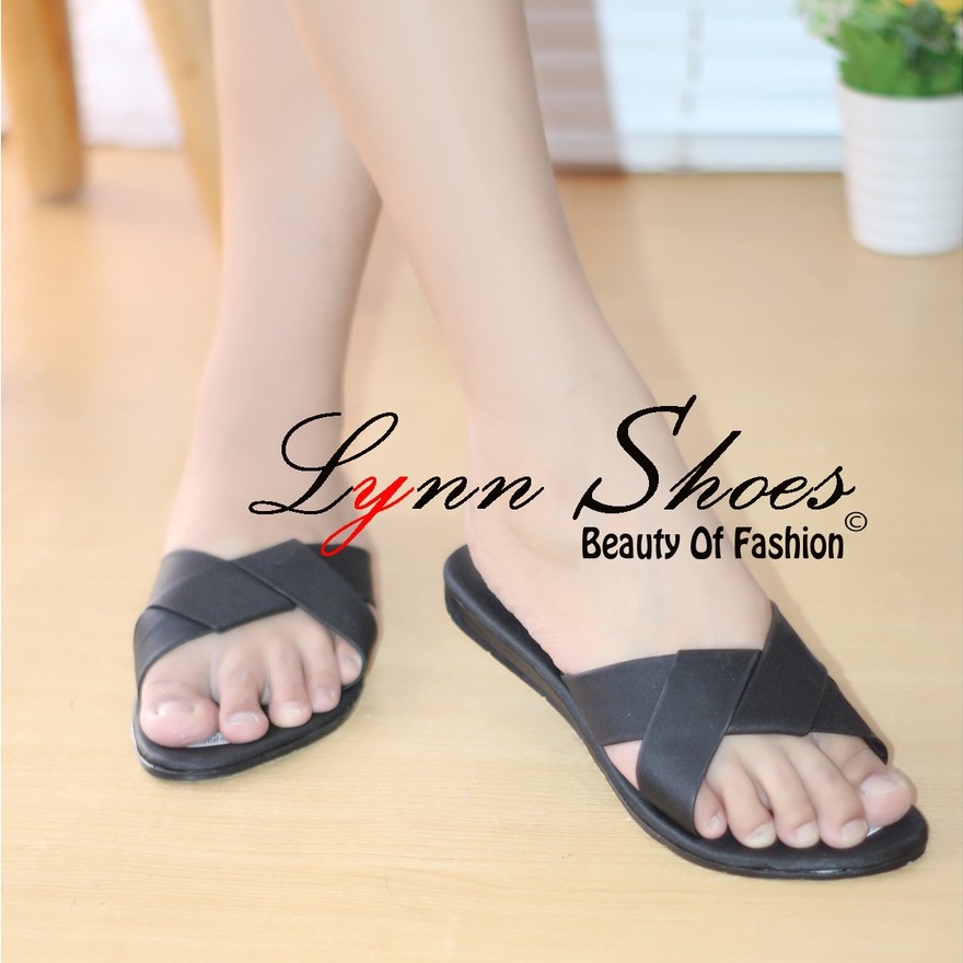 Lynn Sendal Teplek Flat Wanita Simple SD23U - Abu / Biru / Hitam