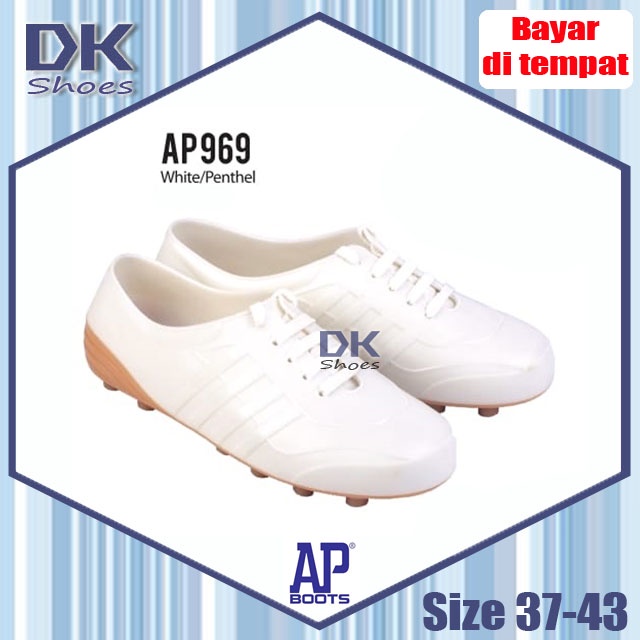 AP 969 Putih Pentil 37-43 / Sepatu Pool Bola Tani Kebun Outdoor / Sepatu Karet / Sepatu Tahan Air