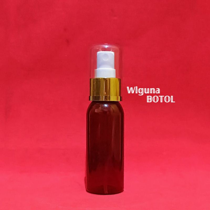 Botol Spray 60ml Amber / Botol 60ml Coklat Spray Ring Gold Fullcap / Botol 60ml Spray