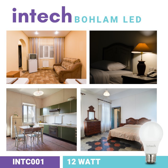 Intech Bohlam LED Bulb 12 Watt Putih - Paket Beli 2 Gratis 1 - Lampu LED murah Intech