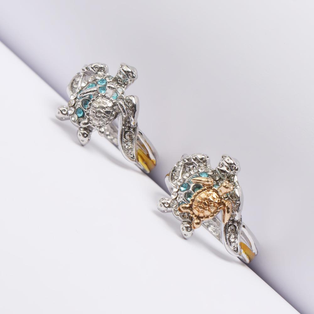 R-flower Turtle Ring Fashion Hewan Unik Penyu Laut Hadiah Hari Ibu Kristal Ibu Mencintaimu Selamanya