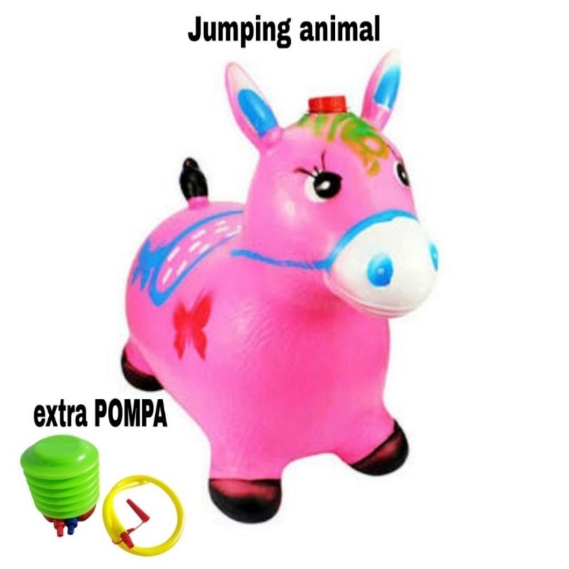 Mainan jumping animal Mainan kuda-kudaan + MUSIC , Mainan kuda karet anak, Jumping horse ANIMAL LONCAT