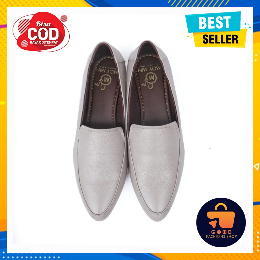 Sepatu Kulit Wanita Garut Asli Sepatu Flat Kerja Pantofel Warna Putih