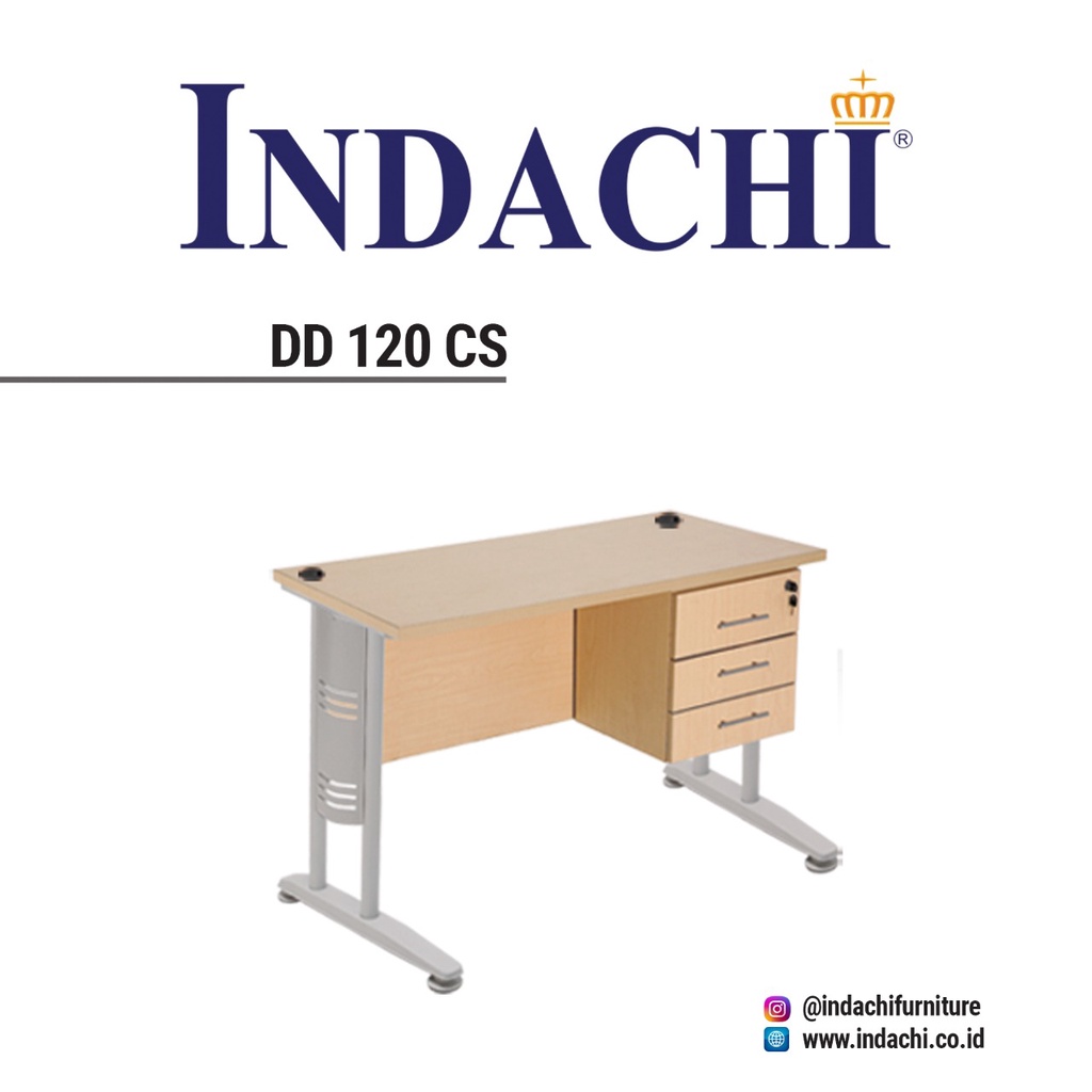 Meja Kantor / Meja Kerja 1/2 Biro + Laci Gantung - Indachi DD 120 CS