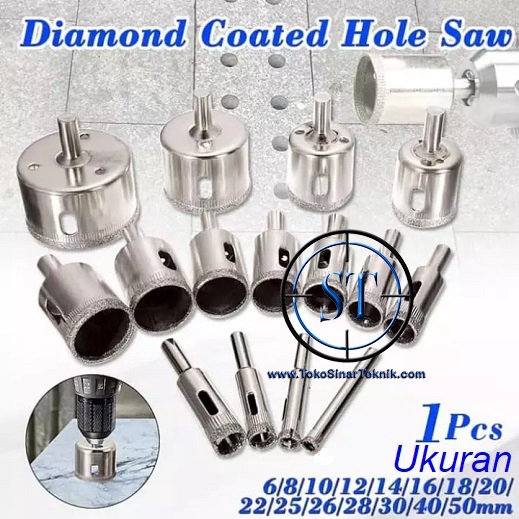 1 Pcs Diamond Hole Saw Mata Bor Lubang Batu Berlian Kaca Marmer Holesaw Pembolong Lobang Keramik Diamond Ukuran 8mm-45mm