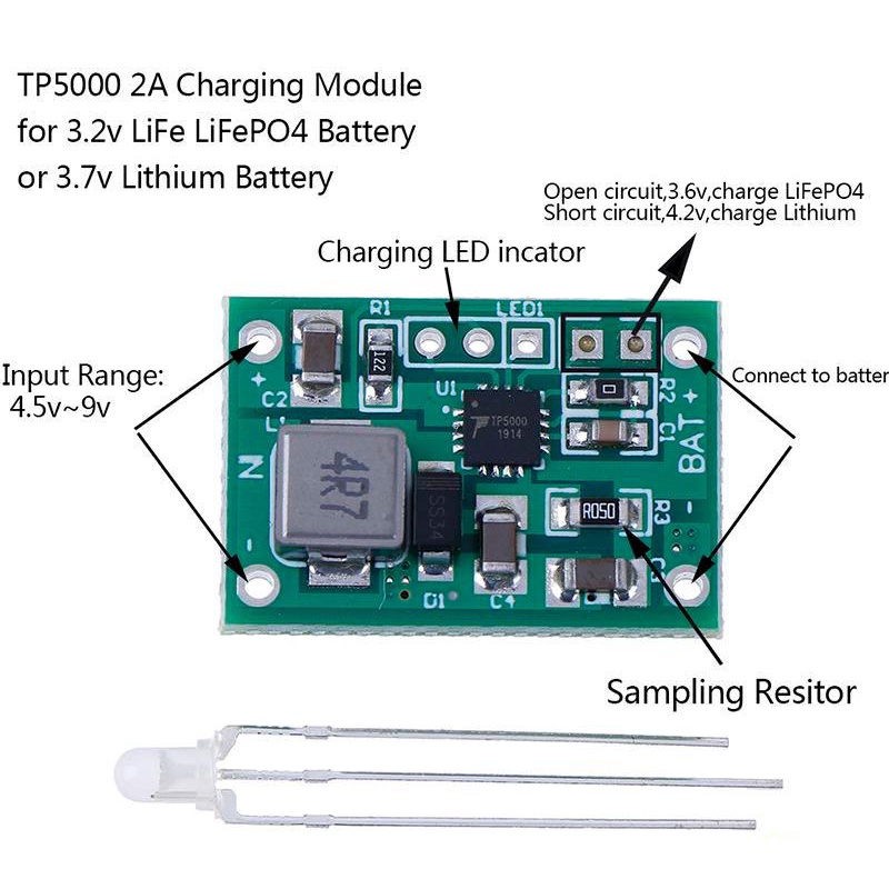 Tp5000 2A Modul Charger Baterai Lifepo4 3.2v Lithium 4.2v 32650 18650