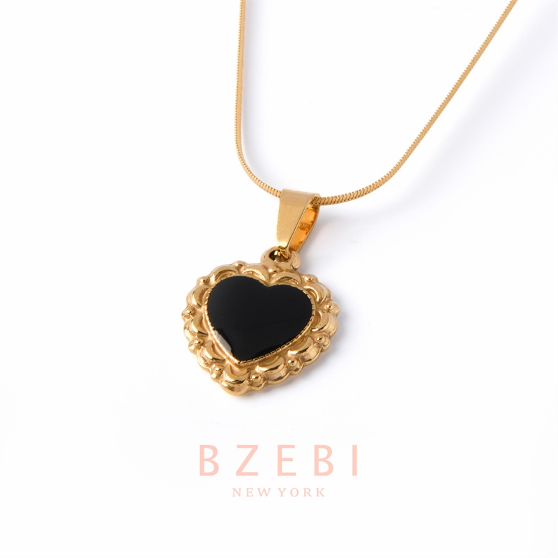 Bzebi Kalung Rantai Titanium Steel Lapis Emas 18k Liontin Berlian Imitasi Untuk Wanita 756n