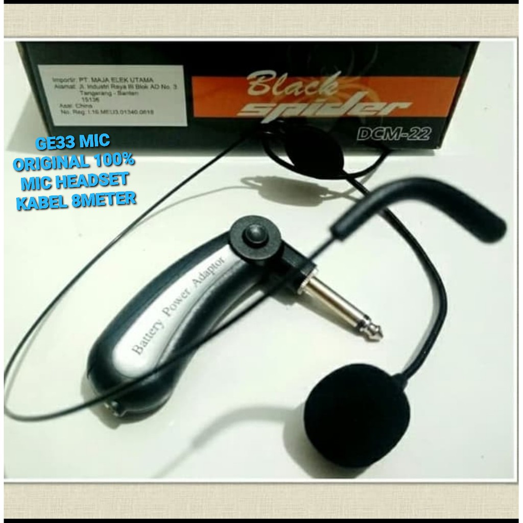 G33 Original 100% black spider mik mic headset kabel 8meter imam ceramah pidato Microphone bando kabel panjang mikropon cable Condenser peka sensitif Electret mikrofon vokal vocal audio sound sistem suara PROFESIONAL UNIVERSAL SERBA GUNA G33   KABEL 8 MET