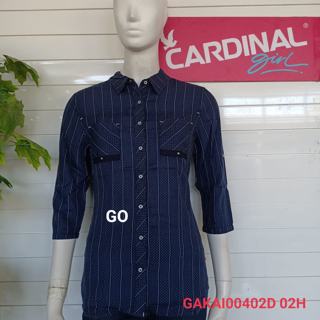 BB CARDINAL CB KEMEJA Pakaian Wanita Atasan Kemeja Hem Lengan Panjang Casual Santai Original