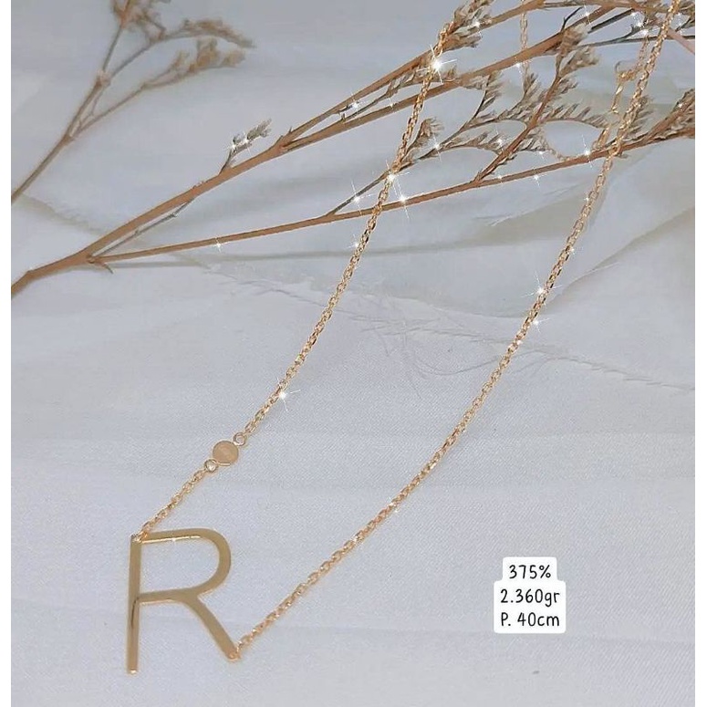 Kalung Emas Asli Huruf R Kadar 375%/8Karat
