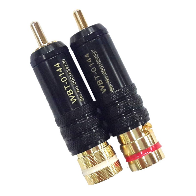 (Ele) 1pc Wbt-0144 Plug Audio Video Rca Lapis Emas Putih