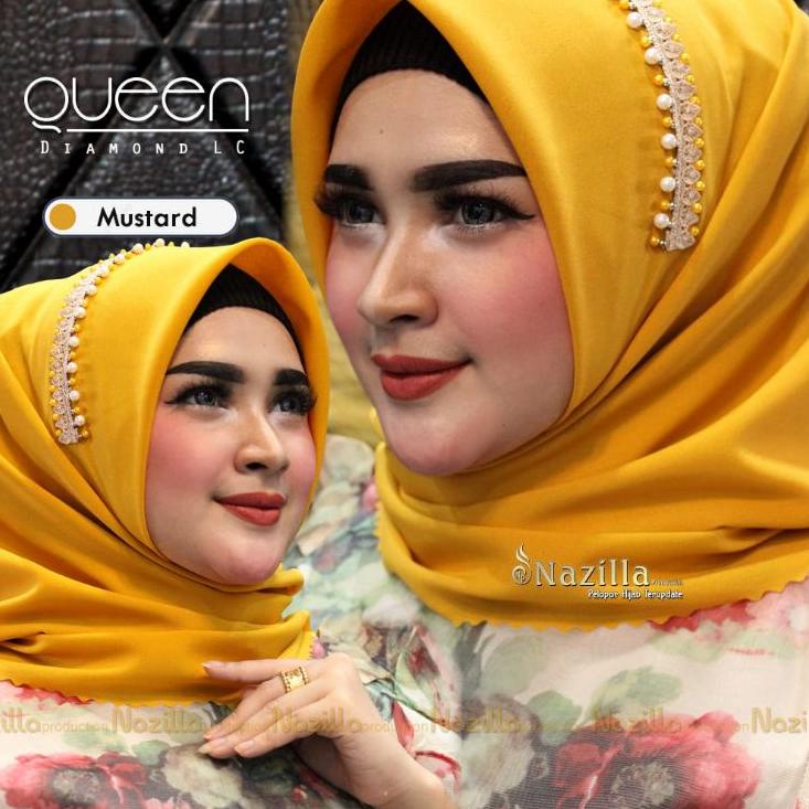 Terjangkau - Hijab Segiempat Payet Renda Mutiara Mahkota Kerudung Jilbab Instant Pesta Manik Bling D