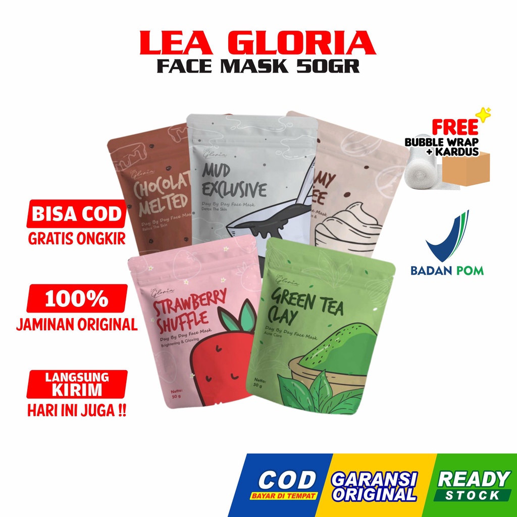 Lea Gloria Masker Wajah [FREE BUBBLE] 50gr Masker Wajah Organik Original Bpom By Lea Gloria