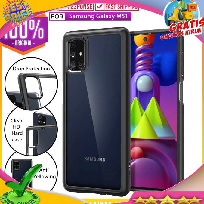 NEW PRODUK CASE SAMSUNG GALAXY M51 SPIGEN ULTRA HYBRID ANTI CRACK CLEAR CASING - MATTE BLACK COD